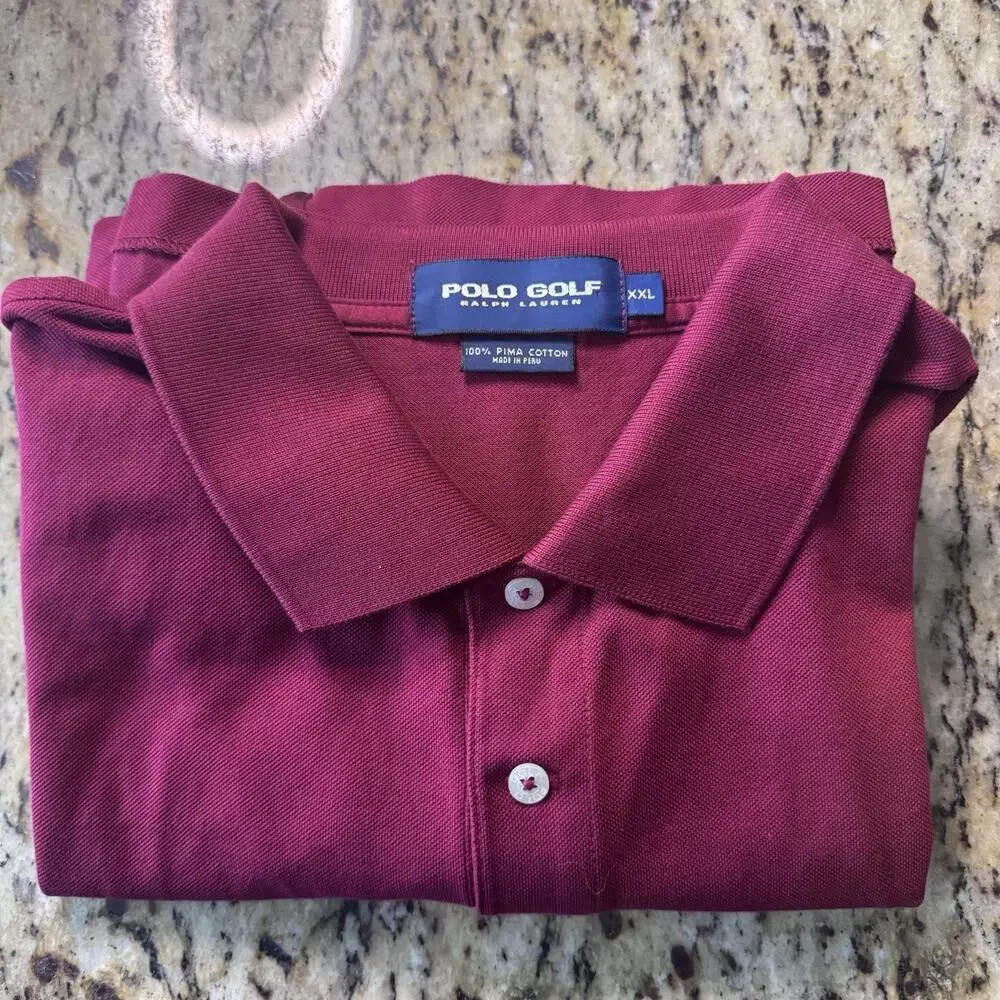 Ralph Lauren Polo Shirt Men's XXlarge Pima Cotton Short Sleeve Red Spanish Hills